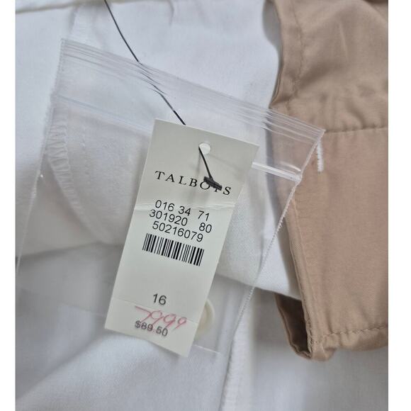 NWT Talbots Winter White Flat Front Cotton Blend Slacks Sz 16 - Picture 5 of 6
